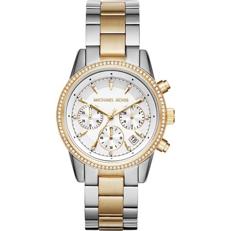 michael kors swarovski bezel two tone silver|Michael Kors watches.